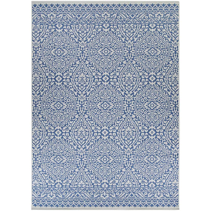 Porch & Den Carlaby Blue and Gray Indoor-Outdoor Reversible Area Rug
