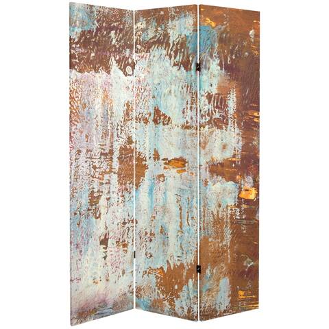 Handmade 6' Double Sided Rust Canvas Room Divider