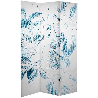 Handmade 6' Double Sided Pure Leaves Canvas Room Divider