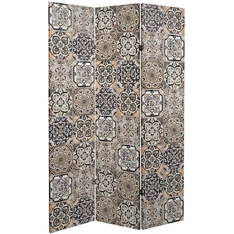 Handmade 6' Double Sided Victorian Tile Canvas Room Divider