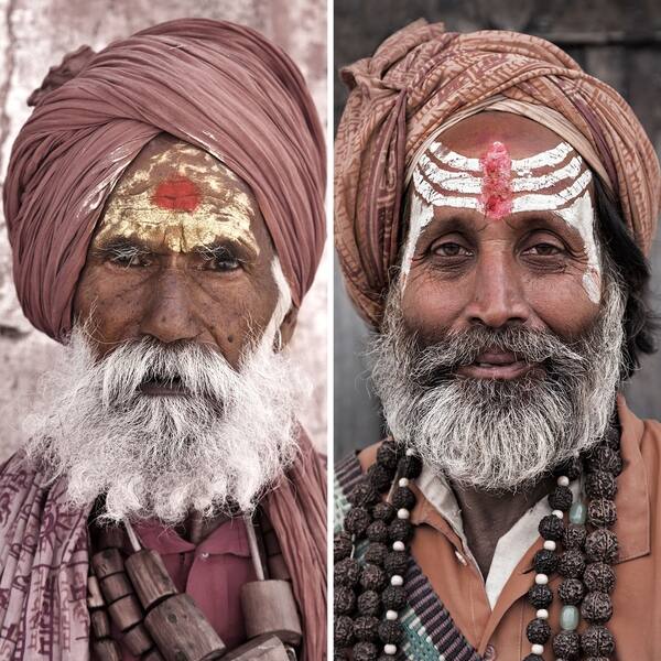 Handmade 6' Double Sided Hindu Sadhu Canvas Room Divider Bed Bath