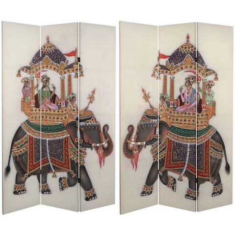 Handmade 6' Double Sided Raja's Elephant Canvas Room Divider