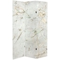 Handmade 6' Double Sided Ivory Flowers Canvas Room Divider