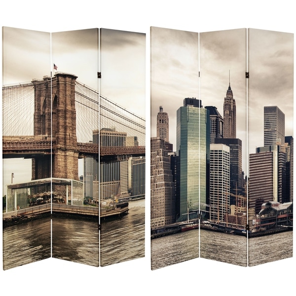 Handmade 6' Canvas New York River Room Divider