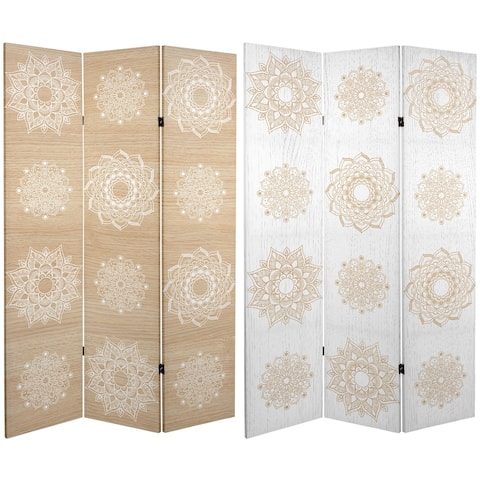 Handmade 6' Double Sided Mandala on Birch Canvas Room Divider