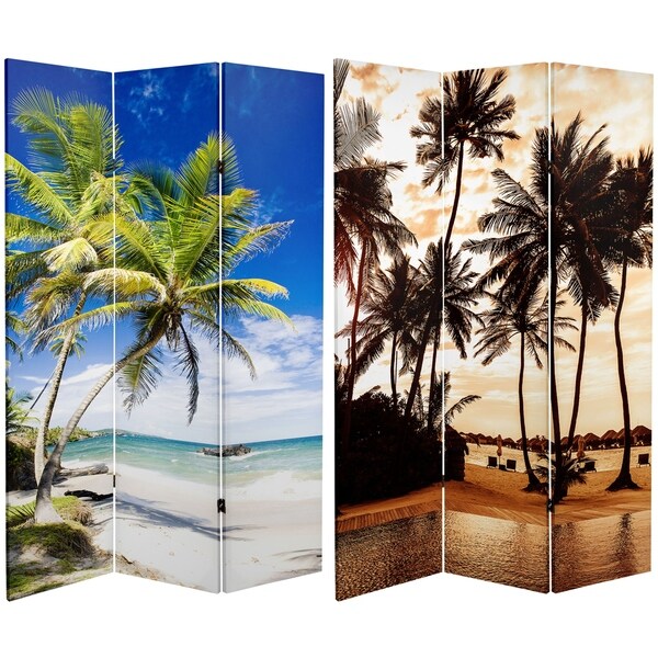Handmade 6' Canvas Sunset Palms Room Divider