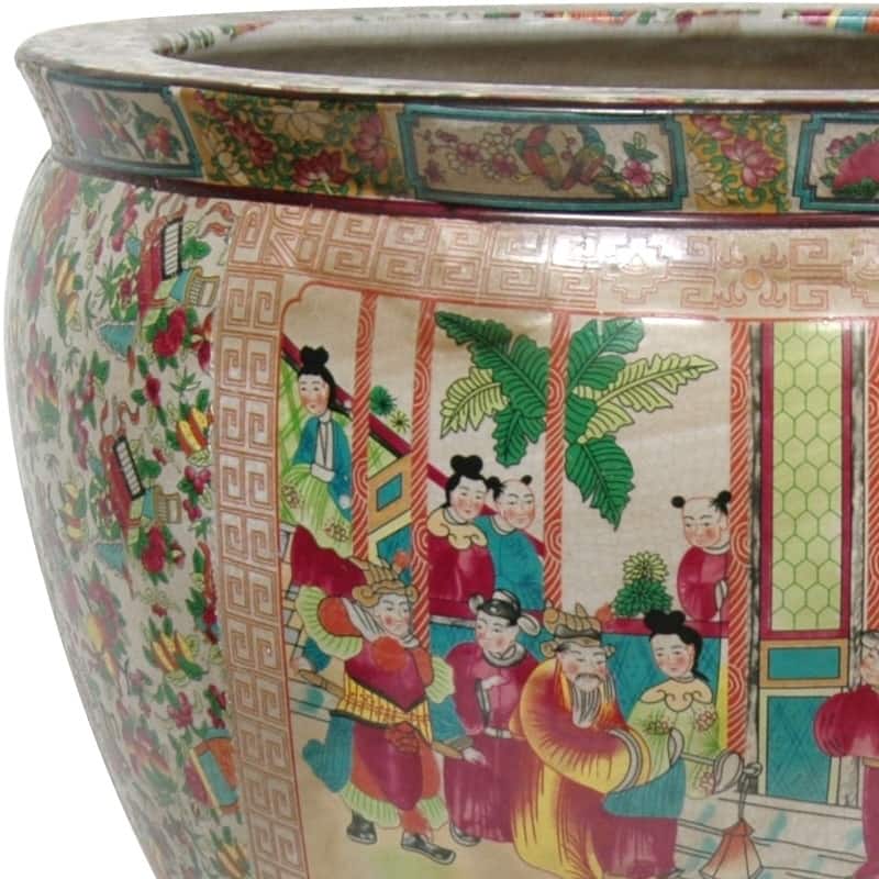 Handmade 20" Rose Medallion Porcelain Fishbowl