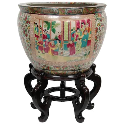 Handmade 20" Rose Medallion Porcelain Fishbowl