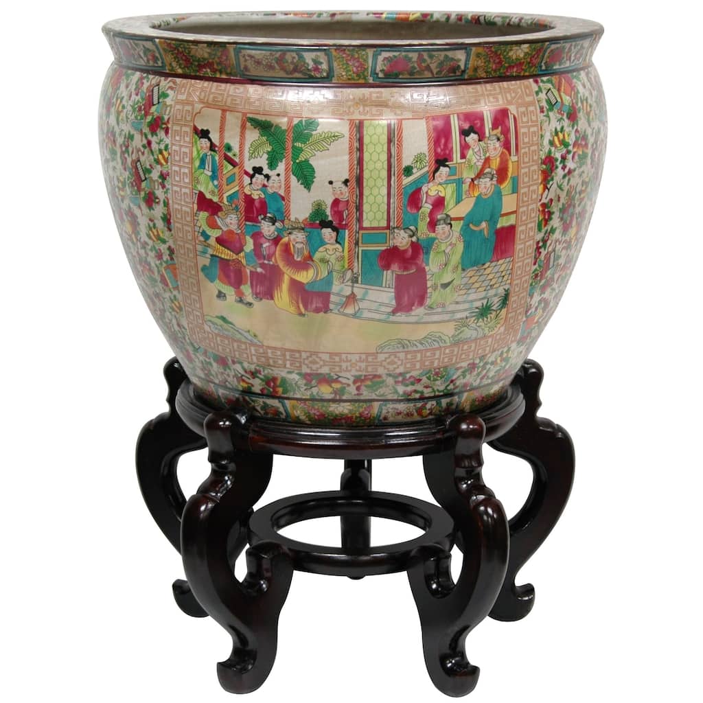Handmade 20" Rose Medallion Porcelain Fishbowl