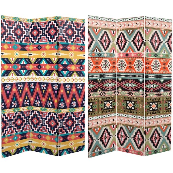 Handmade 6' Canvas Ikat Room Divider