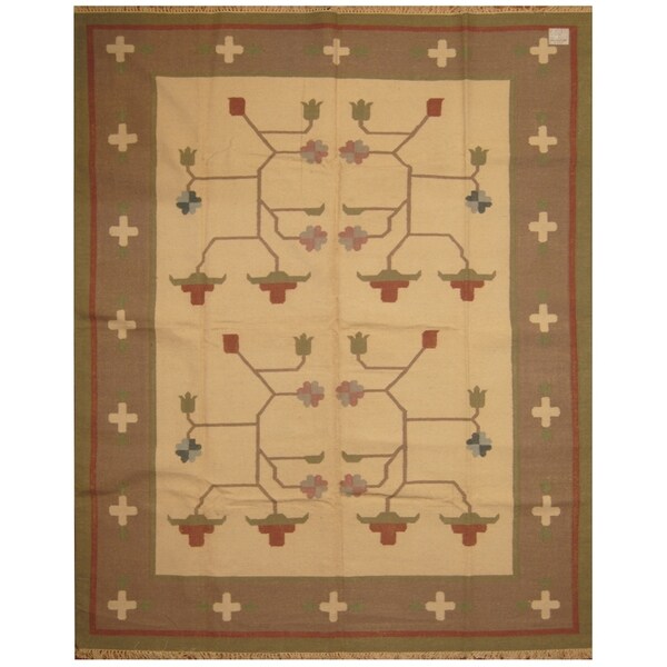 Handmade One-of-a-Kind Wool Kilim (India) - 8'2 x 10'