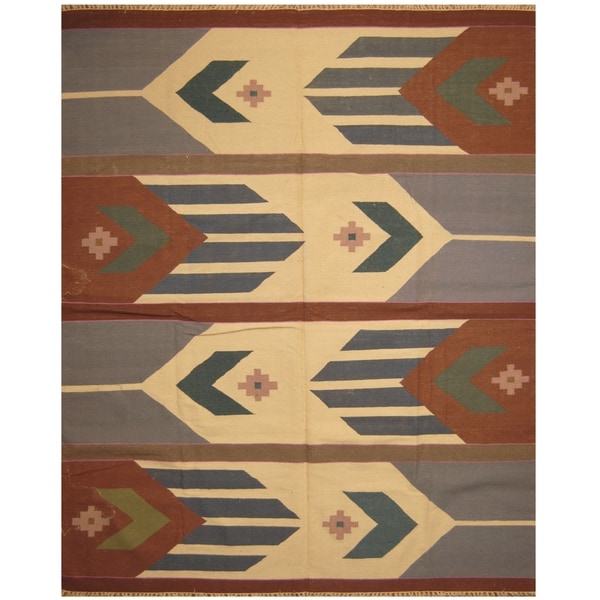 Handmade One-of-a-Kind Wool Kilim (India) - 8' x 10'
