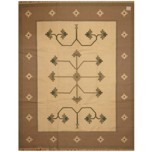 Handmade One-of-a-Kind Wool Kilim (India) - 8' x 10'