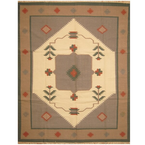 Handmade One-of-a-Kind Wool Kilim (India) - 8' x 9'10