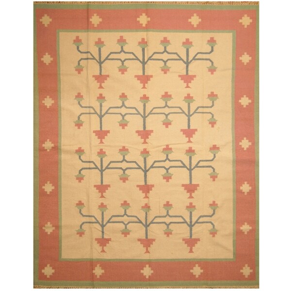 Handmade One-of-a-Kind Wool Kilim (India) - 8' x 10'