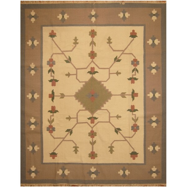 Handmade One-of-a-Kind Wool Kilim (India) - 8'2 x 10'