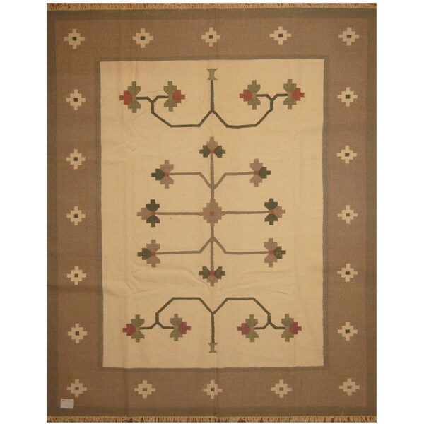Handmade One-of-a-Kind Wool Kilim (India) - 8' x 10'