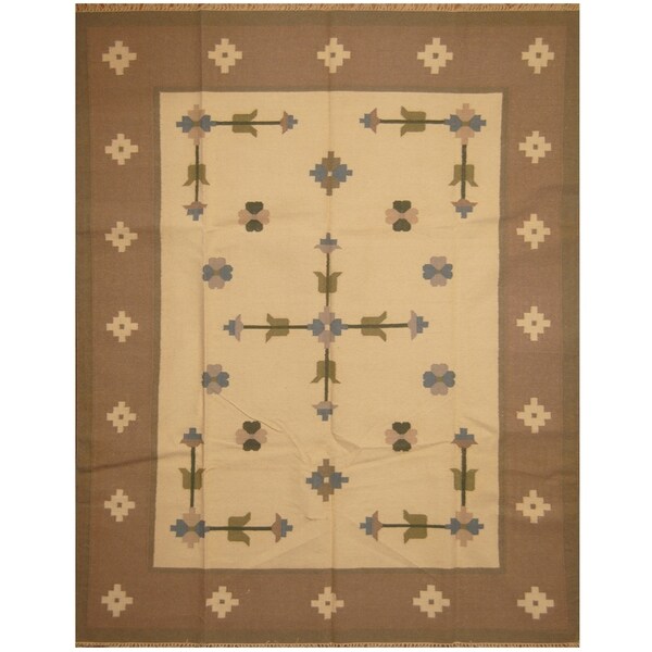 Handmade One-of-a-Kind Wool Kilim (India) - 7'9 x 9'10