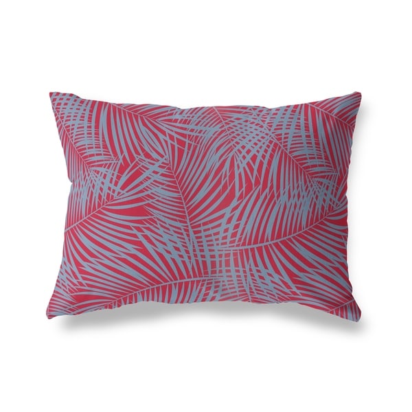 Porch & Den Randall Red and Blue Palm Leaf Pattern Lumbar Pillow
