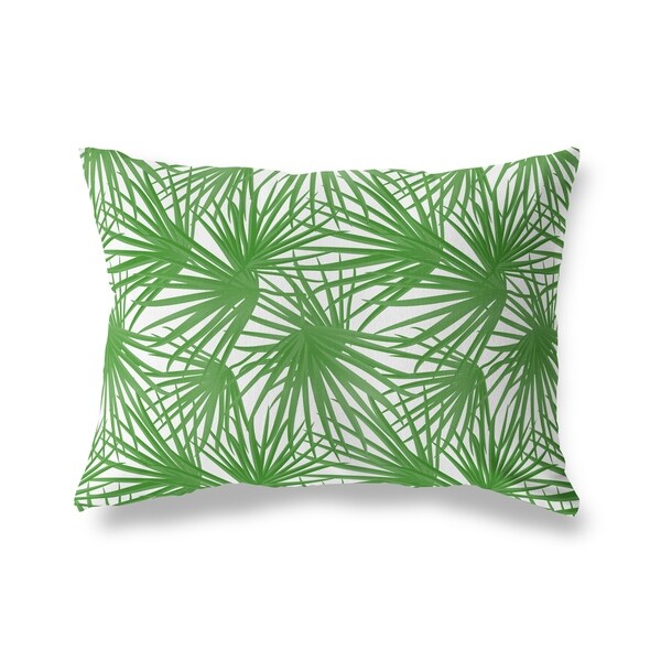 PALM BALM GREEN ON WHITE Lumbar Pillow By Kavka Designs