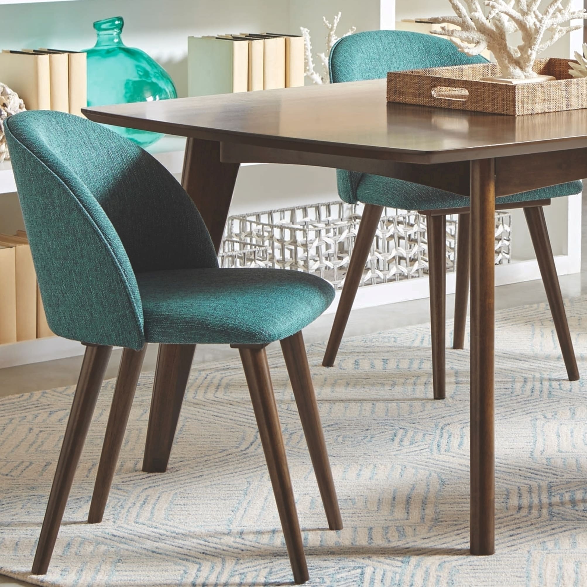 Mid Century Danish Design Aqua Upholstered Dining Chairs Set Of 2 Set Of 2 Overstock 28250416