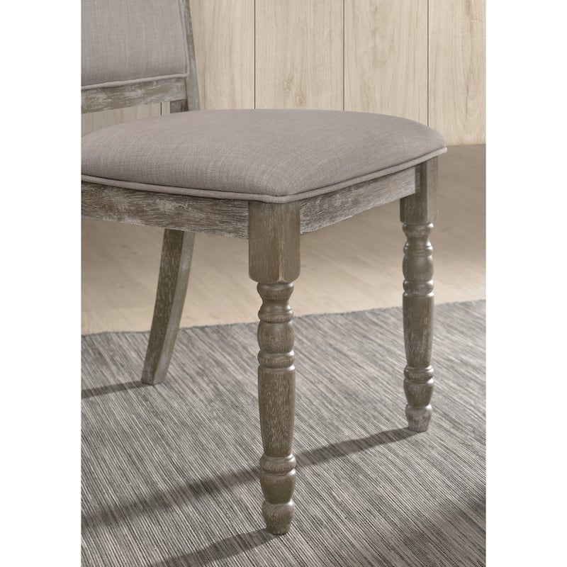 Roundhill Furniture Ferran Wood Upholstered Dining Chair in Reclaimed Gray, Set of 2