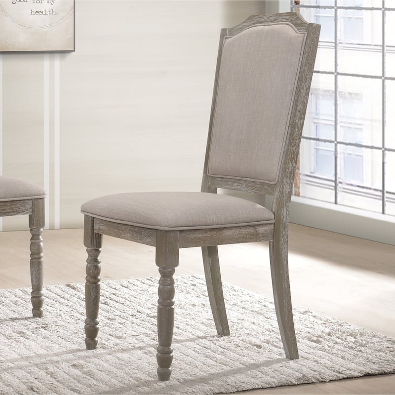Roundhill Furniture Ferran Wood Upholstered Dining Chair in Reclaimed Gray, Set of 2