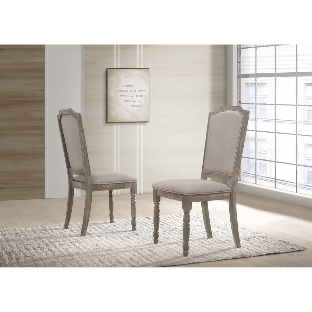 Roundhill Furniture Ferran Wood Upholstered Dining Chair in Reclaimed Gray, Set of 2