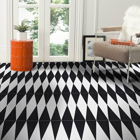Handmade Tiznit in Black and White Tile, Pack of 12 (Morocco)