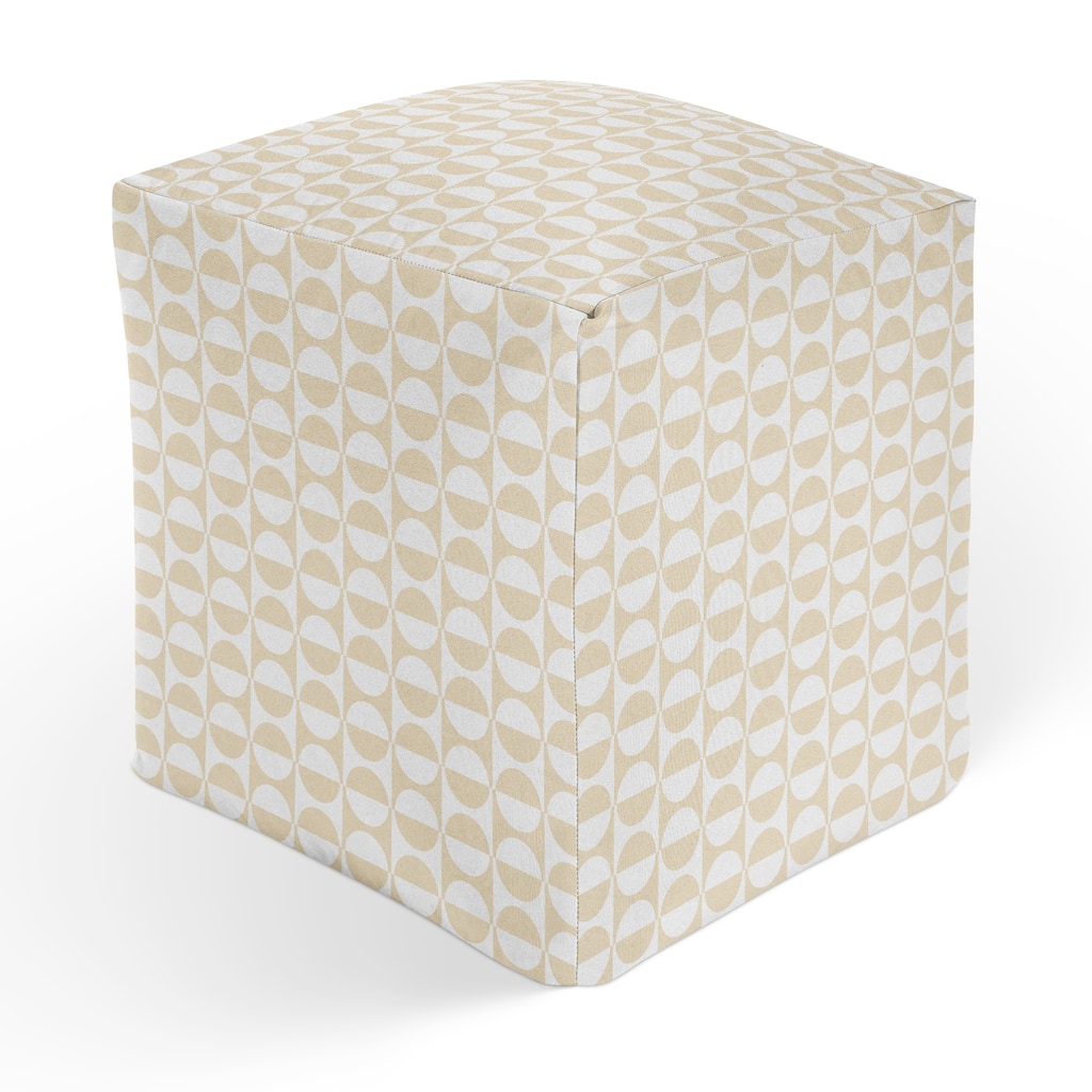 MOD SQUAD OATMEAL AND WHITE Square Pouf By Kavka Designs