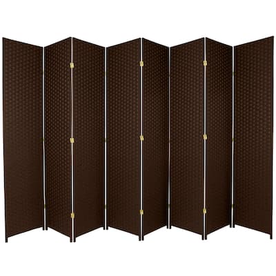 7 ft. Tall Woven Fiber Room Divider - Dark Mocha - 8 Panel