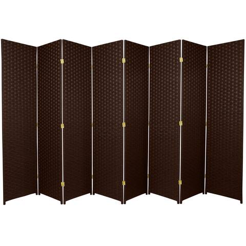 Handmade 6' 8-Panel Dark Mocha Woven Fiber Room Divider