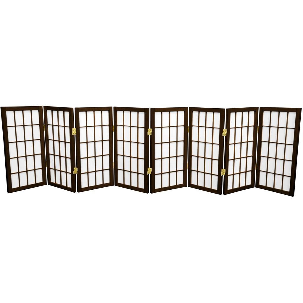 2 ft. Tall Desktop Window Pane Shoji Screen - Walnut - 8 Panels