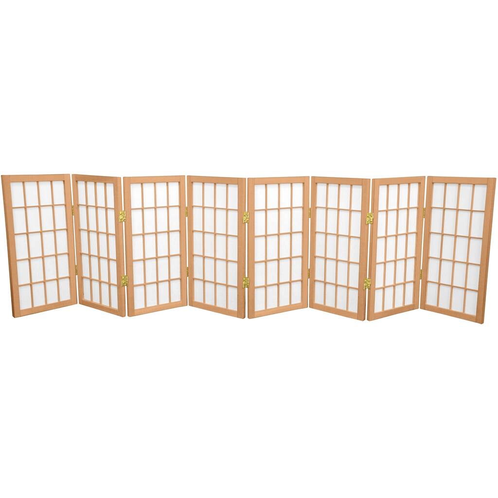 2 ft. Tall Desktop Window Pane Shoji Screen - Natural - 8 Panels
