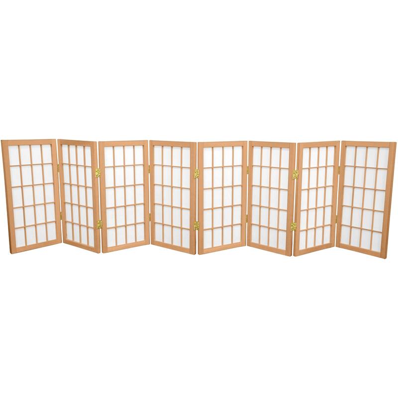 2 ft. Tall Desktop Window Pane Shoji Screen - Natural - 8 Panels