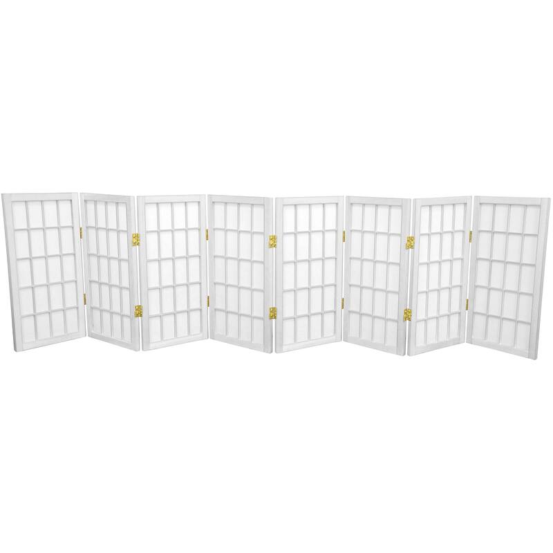 2 ft. Tall Desktop Window Pane Shoji Screen - White - 8 Panels