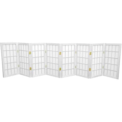 2 ft. Tall Desktop Window Pane Shoji Screen - White - 8 Panels