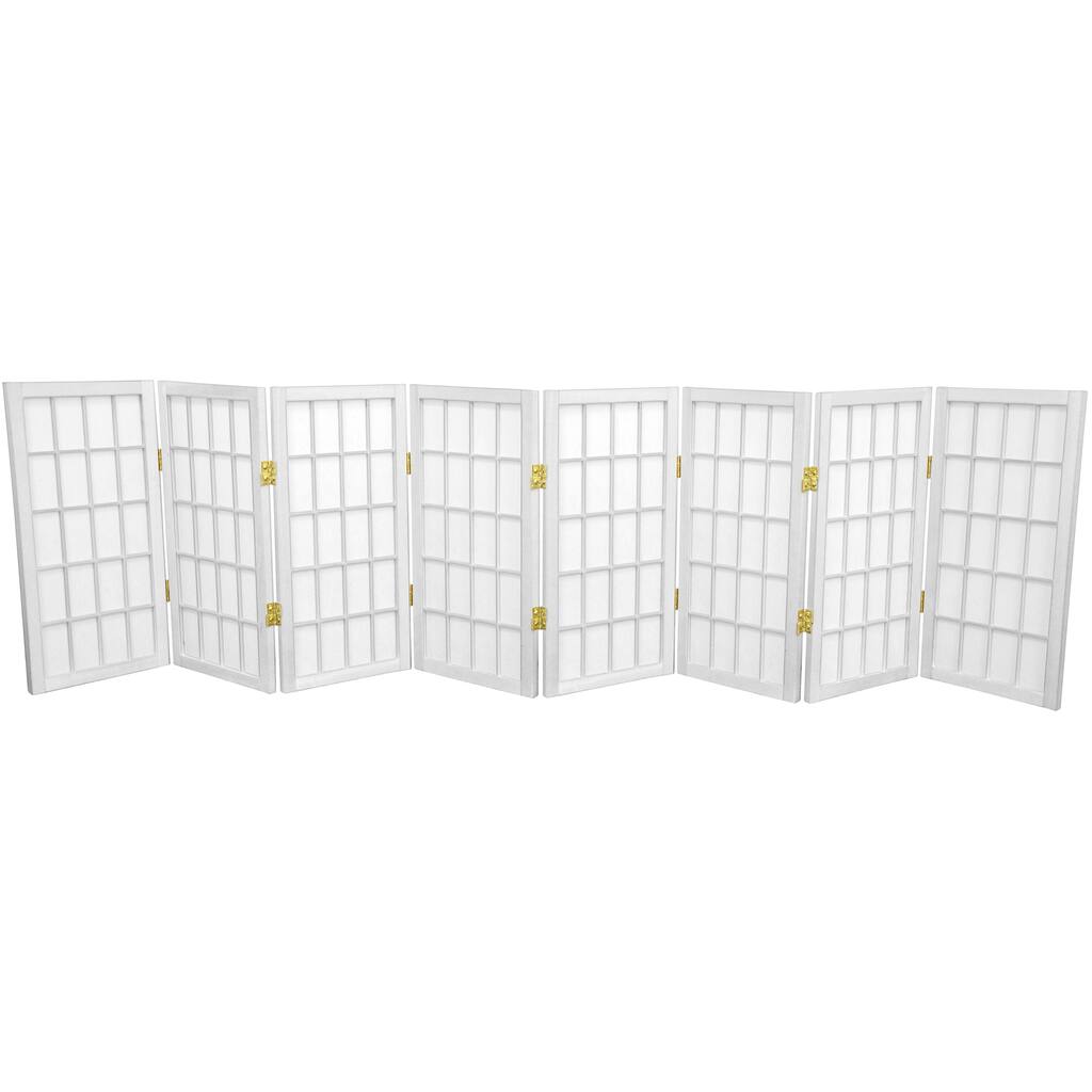 2 ft. Tall Desktop Window Pane Shoji Screen - White - 8 Panels
