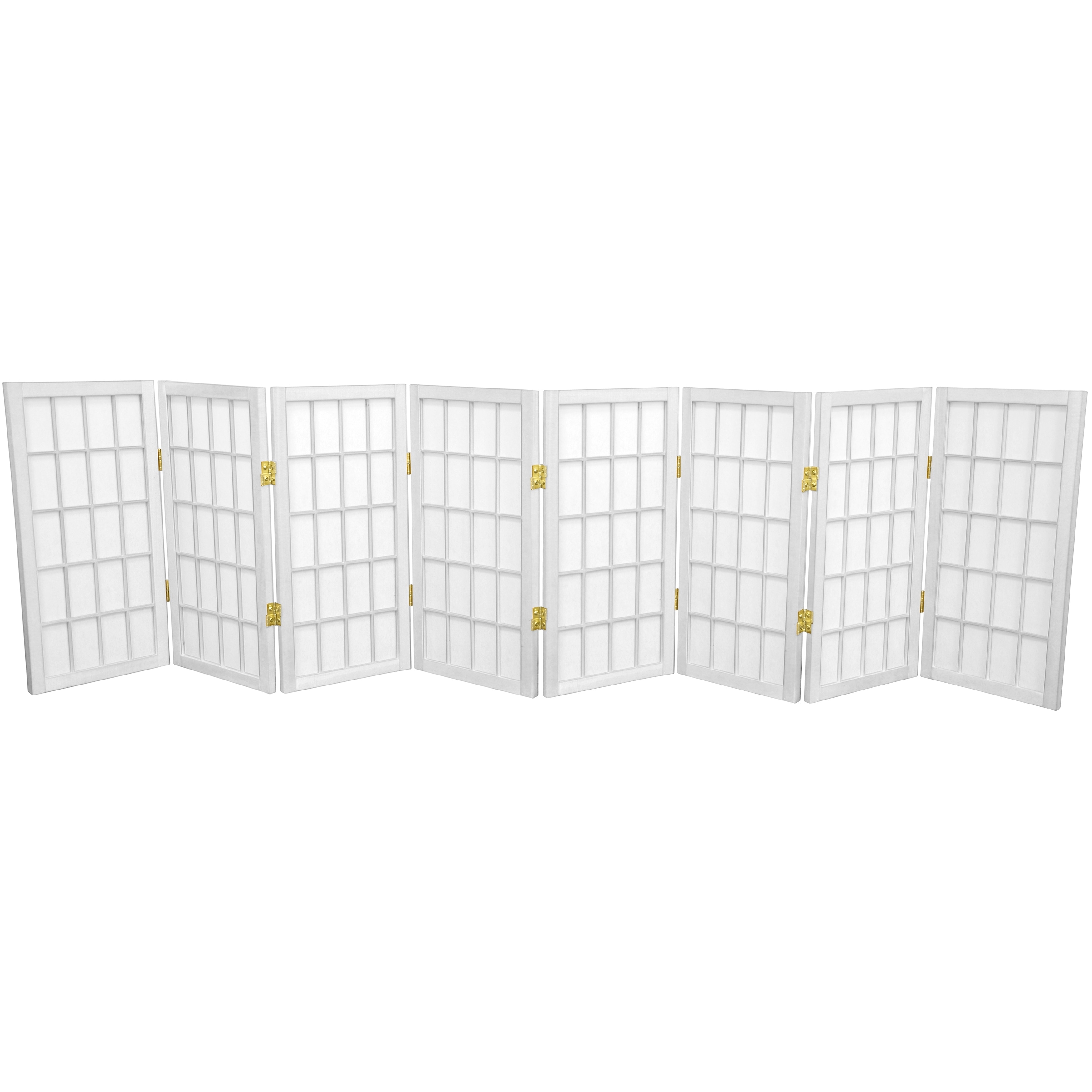 2 ft. Tall Desktop Window Pane Shoji Screen - White - 8 Panels
