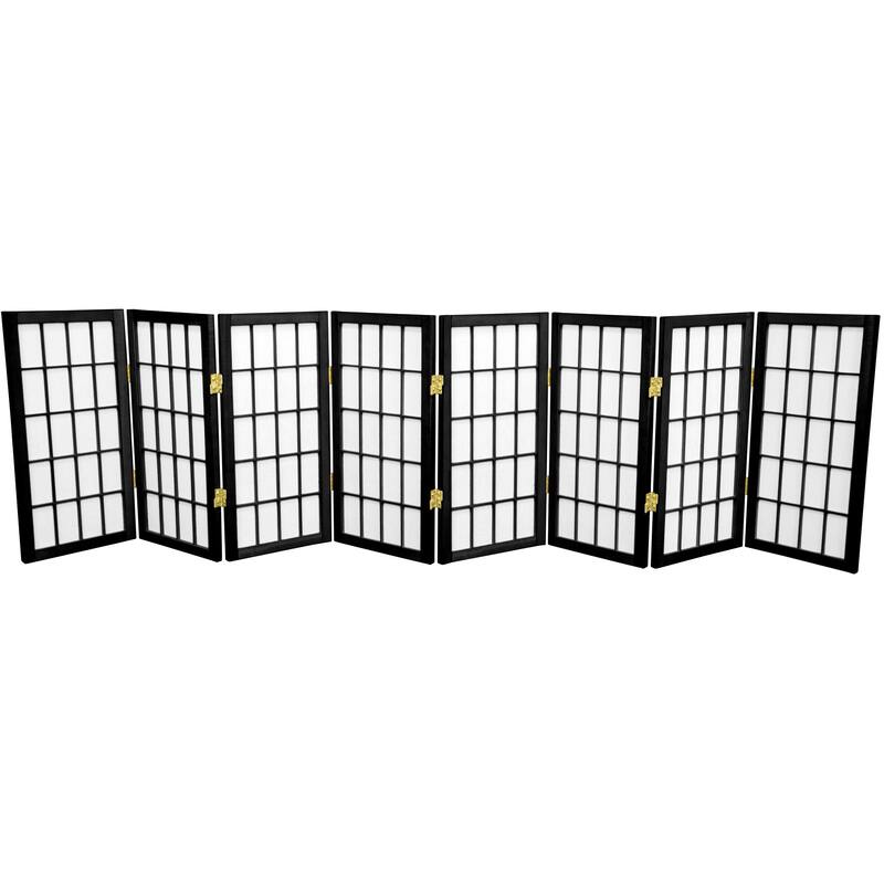 2 ft. Tall Desktop Window Pane Shoji Screen - Black - 8 Panels