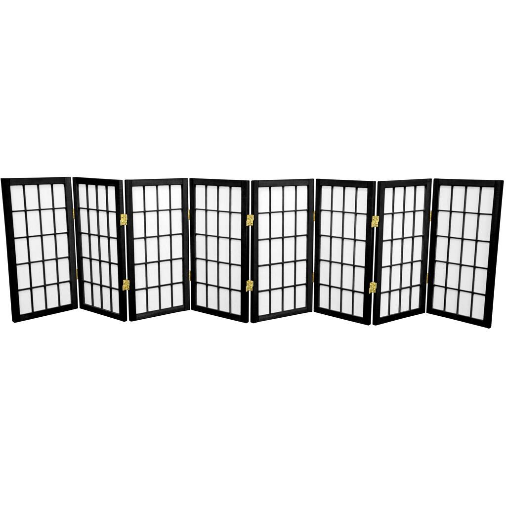 2 ft. Tall Desktop Window Pane Shoji Screen - Black - 8 Panels