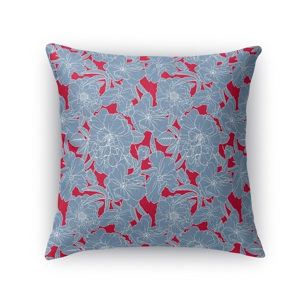 FLOWER POWER BLUE AND RED Accent Pillow By Kavka Designs