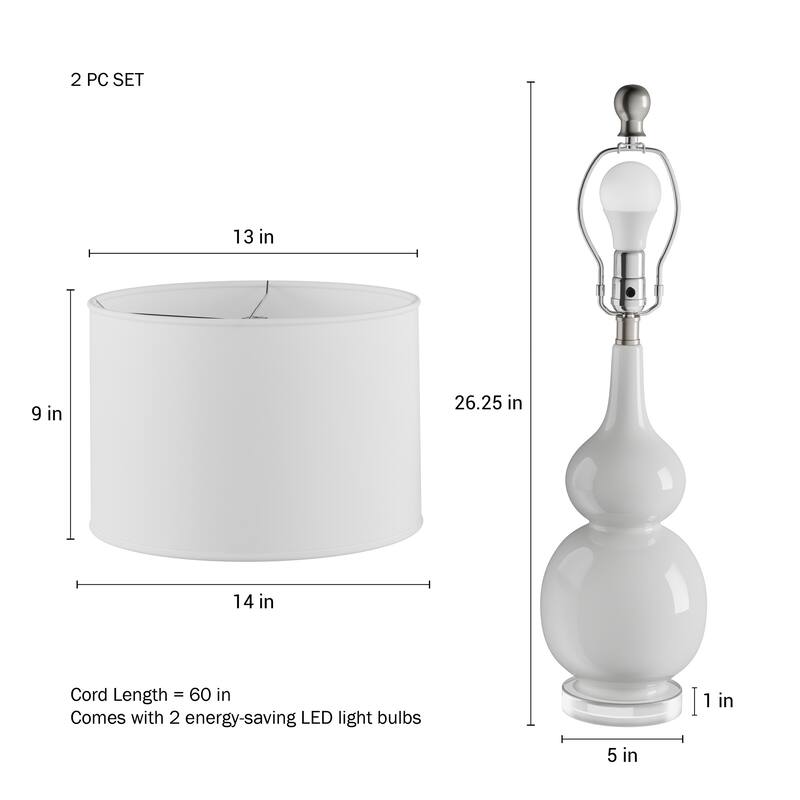 Table Lamps – Vintage White Set of 2 LED Double Gourd Lamps by Lavish Home