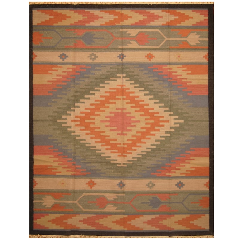 Handmade One-of-a-Kind Wool Kilim (India) - 9'3 x 12'