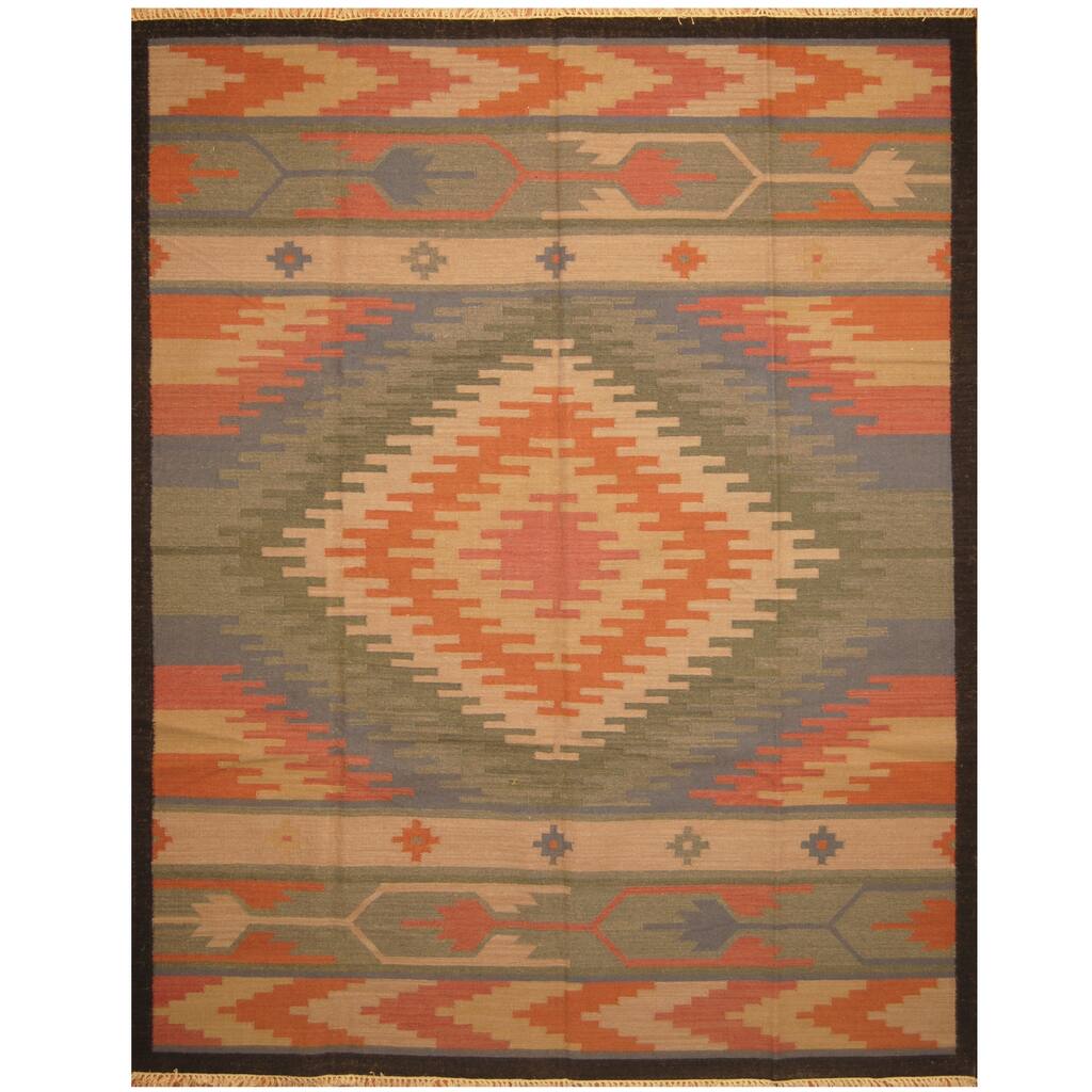 Handmade One-of-a-Kind Wool Kilim (India) - 9'3 x 12'