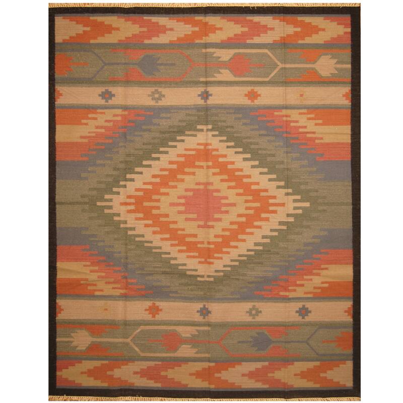 Handmade One-of-a-Kind Wool Kilim (India) - 9'3 x 12'