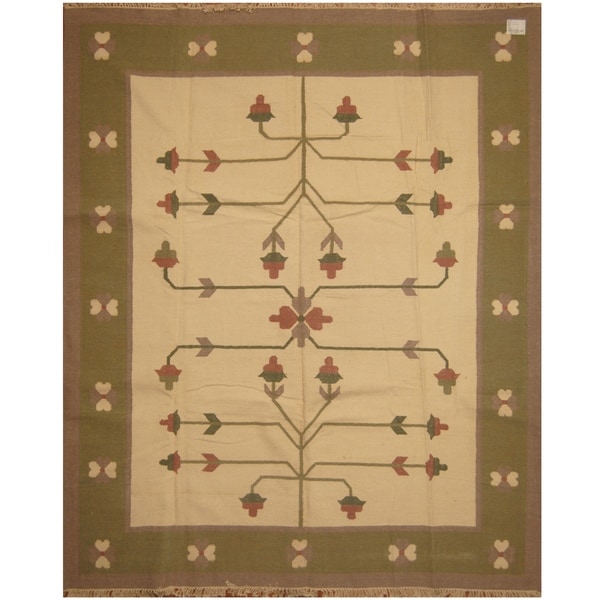 Handmade One-of-a-Kind Wool Kilim (India) - 8' x 9'10