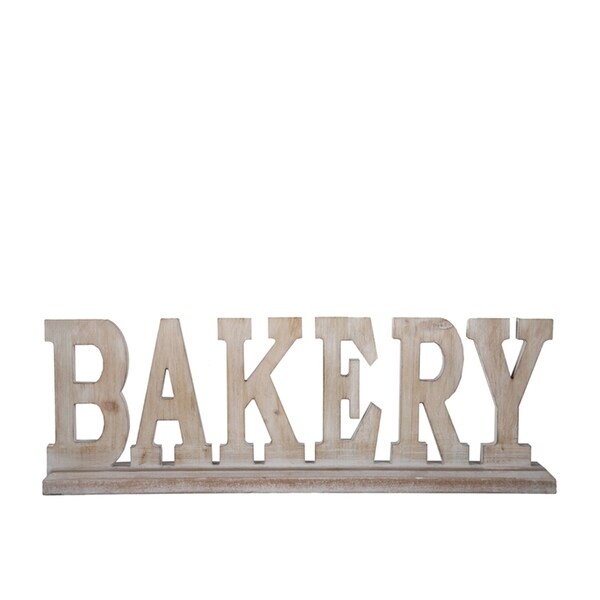 UTC46028: Wood Alphabet Decor "BAKERY" on Base Washed Finish Tan