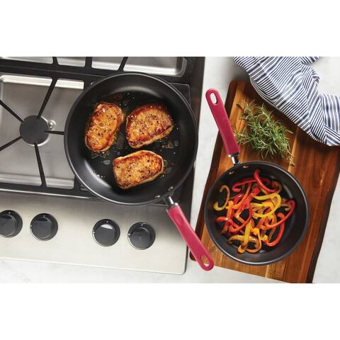 Rachael Ray Create Delicious Hard-Anodized Skillets, Red Handles