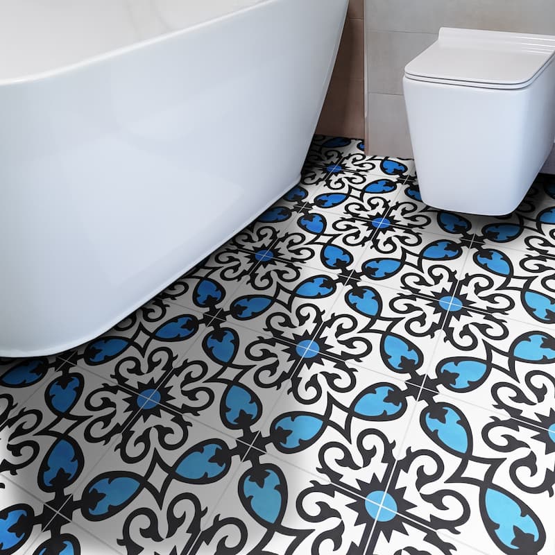 Handmade Agadir in Blue and Black Tile, Pack of 12 (Morocco)